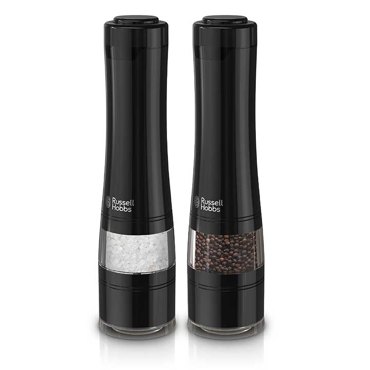 Black electric salt shop and pepper mills